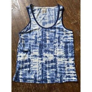 Lucky Brand Womens Size M Blue White Tie Dye Lightweight Knit Tank Top Stretch